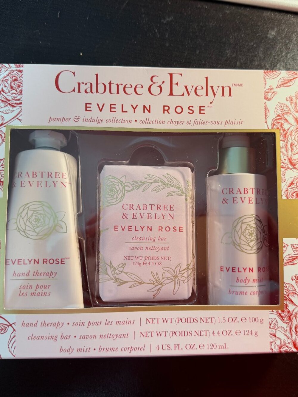 Crabtree & Evelyn Rose Pamper & Indulge Gift set, hand cream, soap and body mist